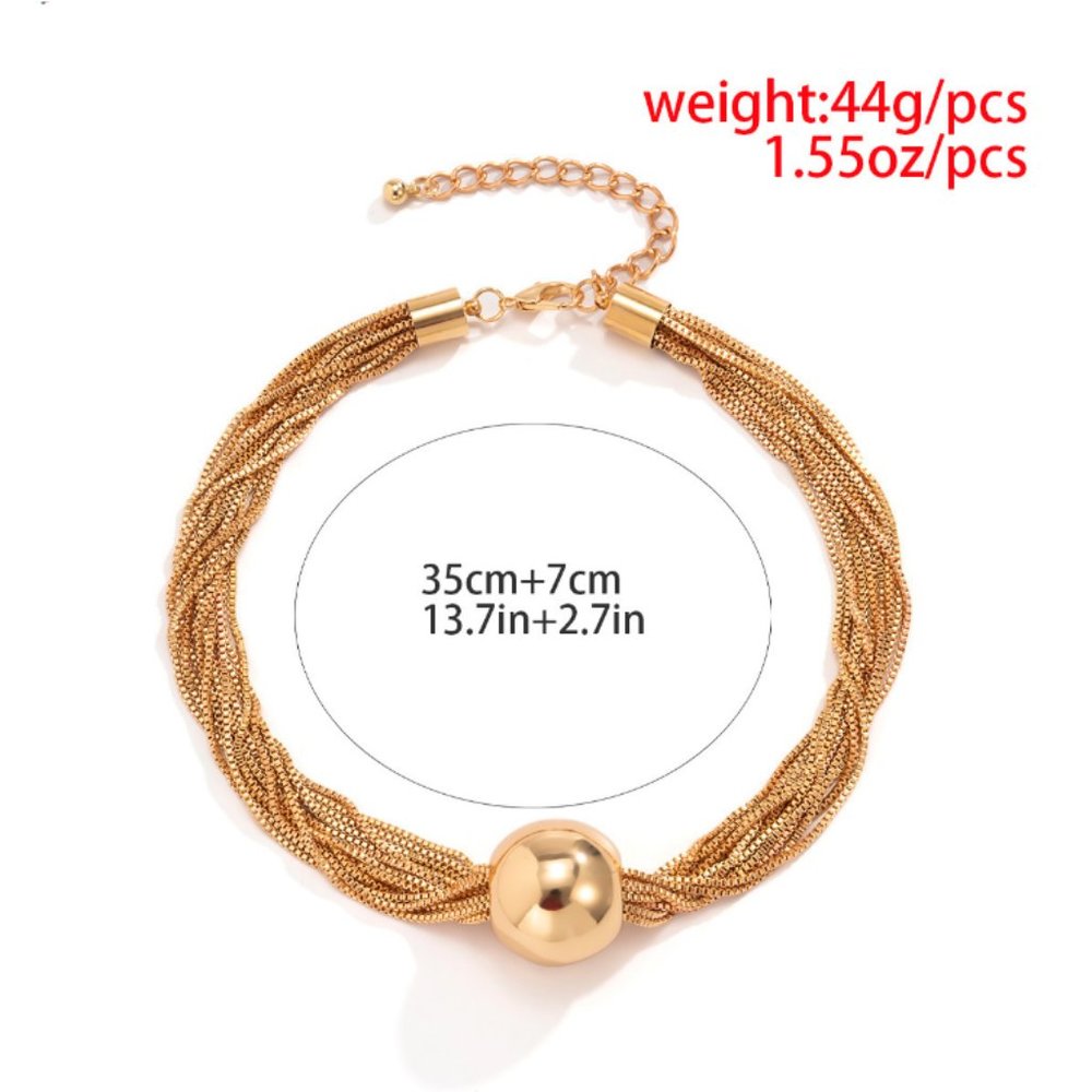π50% OFF/3+...Multi-chain with Ball Necklace (Gold) - Picture 7 of 9